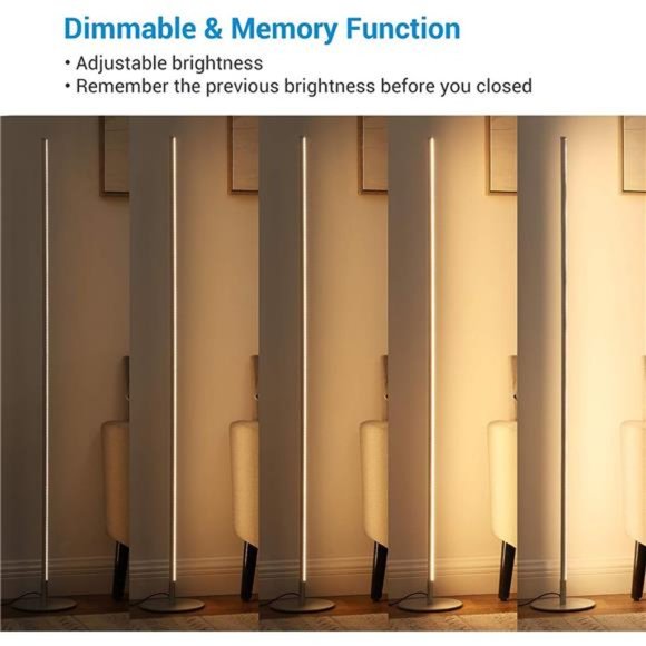 LED Corner Floor Lamp 57.5"  Dimmable Mood Lighting Standing Tall Floor Lamp - Picture 2 of 4